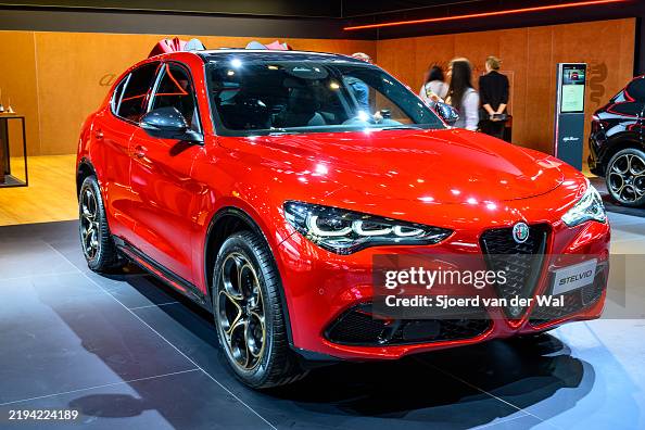 Alpha Romeo Crossover Alfa Romeo Stelvio crossover SUV on display at the AutoSalon on... News ...