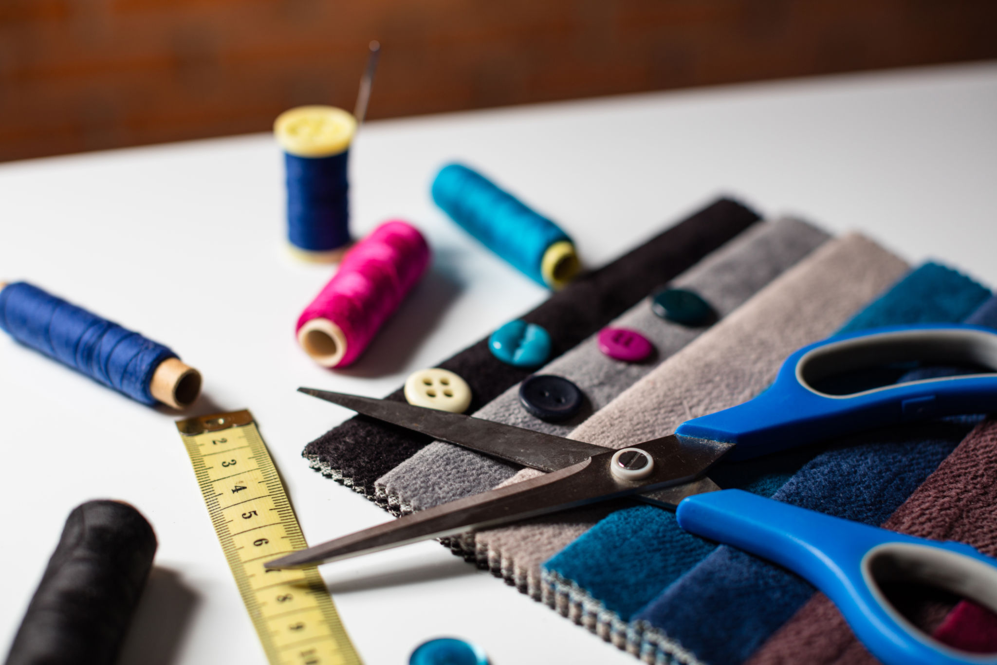 Sewing Supplies and Fabric Sampler for Creative Tailoring Projects Sewing Supplies and Fabric Sampler for Creative Tailoring Projects