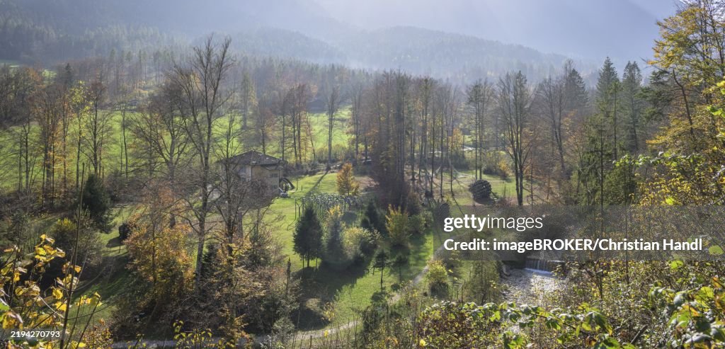 View of Villa Strobele from the hiking trail, Borgo Valsugana, Valle di Sella, Trentino, Italy, Europe