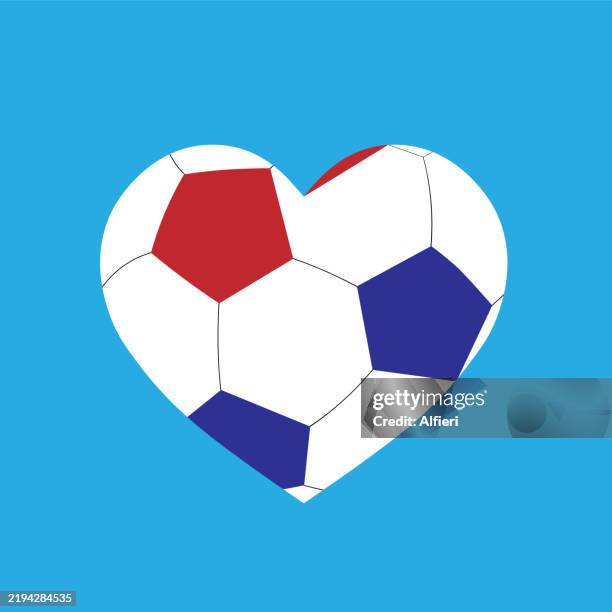 red, white and blue football heart. - north caucasus stock illustrations