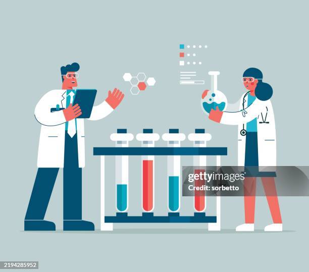 research with test tubes - scientist - microbiologist stock illustrations