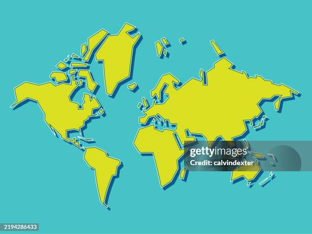 colorful and minimalistic world map - world map simple stock illustrations