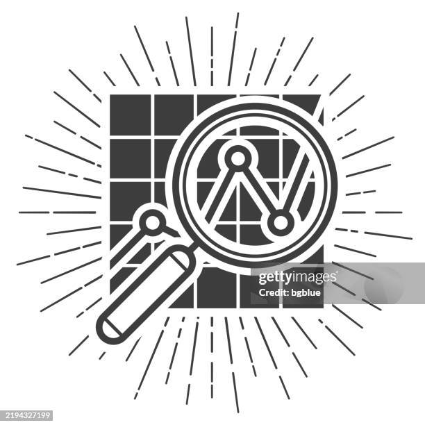 data analyse. icon with sunbursts on white background - looking into the sun stock illustrations