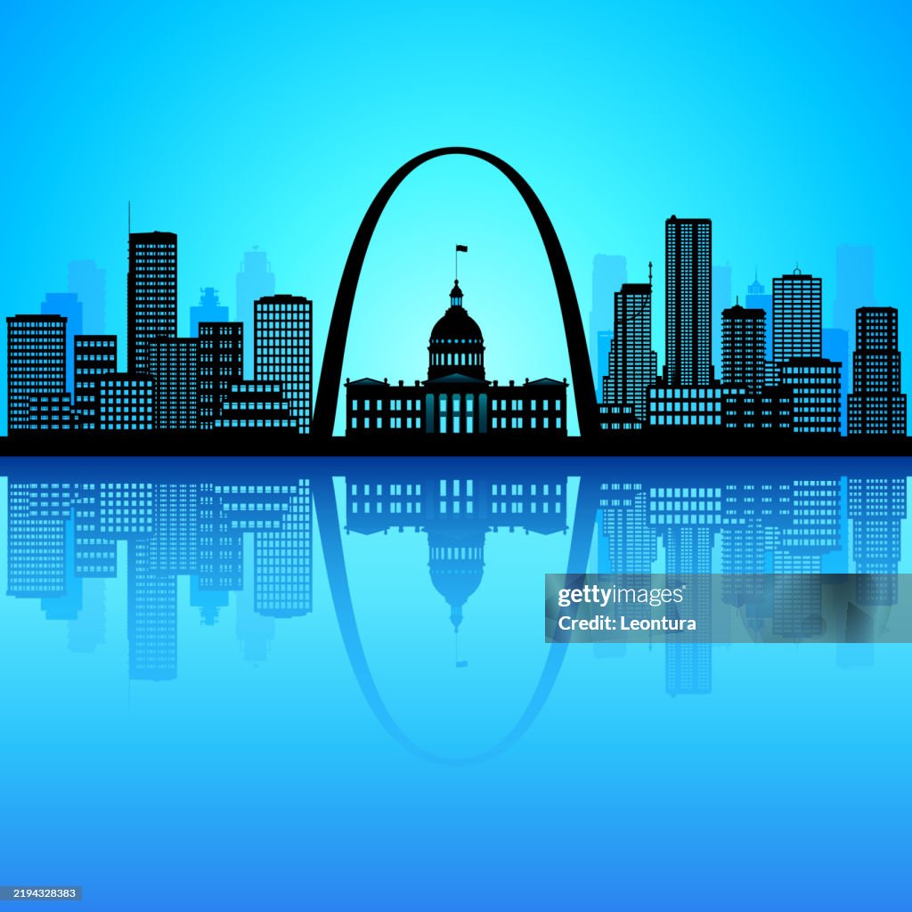 Saint Louis Skyline Silhouette (All Buildings Are Highly Detailed, Moveable and Complete)
