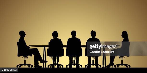 meeting silhouette - senior management stock illustrations