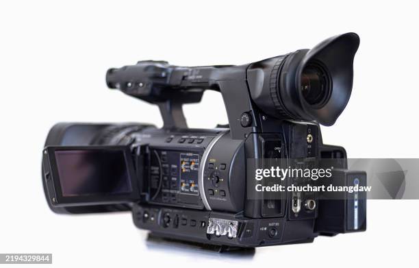 close-up of professional hd video camera broadcast live - film tv visual media stock pictures, royalty-free photos & images
