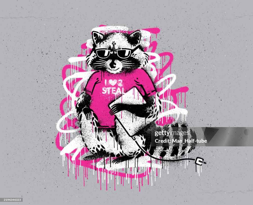 Graffiti Racoons Raccoon Thief Stencil Graffiti High-Res Vector Graphic - Getty Images