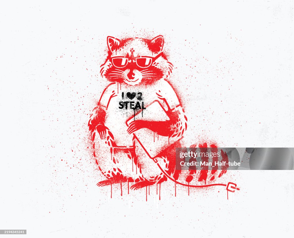 Graffiti Racoons Raccoon Thief Stencil Graffiti High-Res Vector Graphic - Getty Images