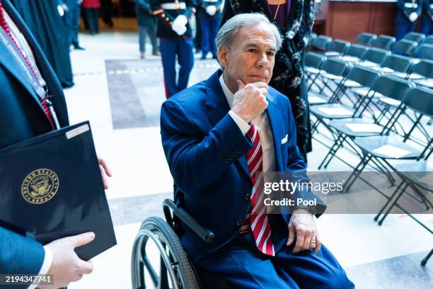 Texas Governor Greg Abbott arrives prior to the inauguration of President-elect Donald Trump at the United States Capitol on January 20, 2025 in...