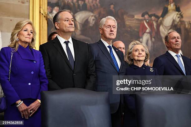 First Lady Jill Biden , First Gentleman Doug Emhoff, former President Bill Clinton, former Secretary of State Hillary Clinton, and former President...