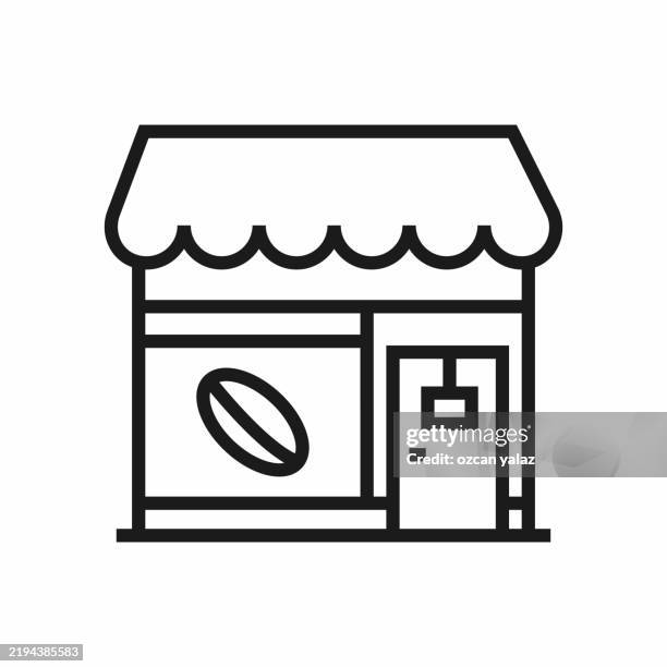 coffee shop related line icons set. editable stroke. - bread packaging stock illustrations