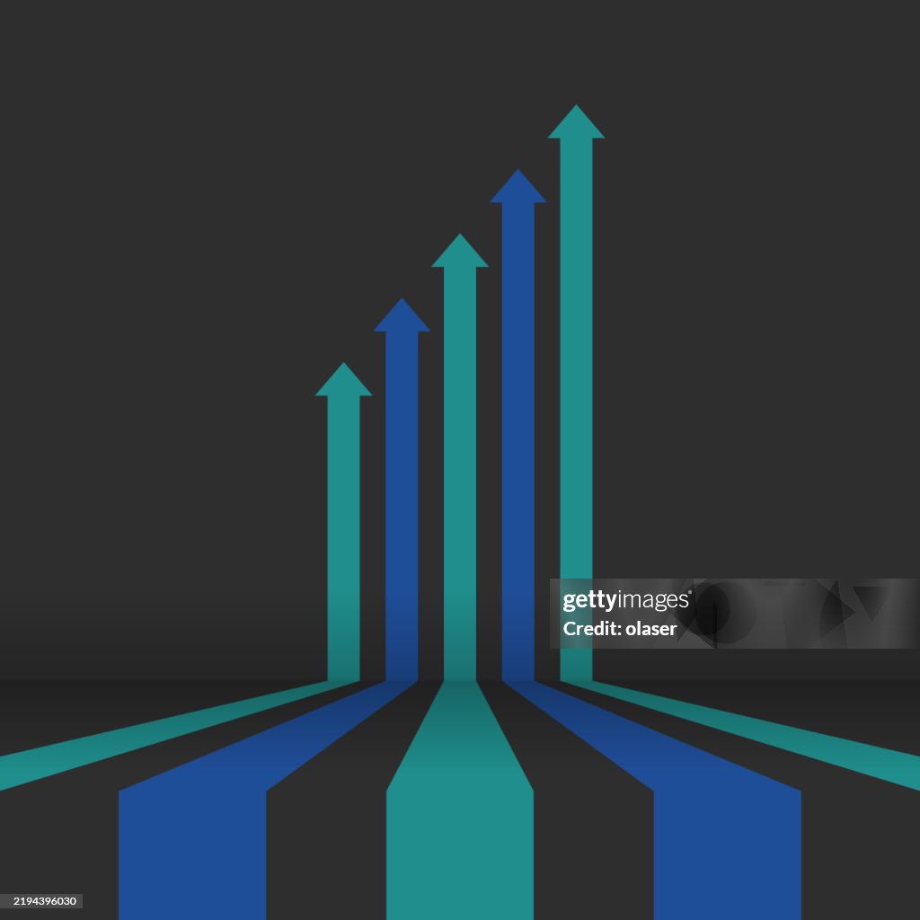 3d Bar Graph Showing Progress On Wall High-Res Vector Graphic - Getty ...