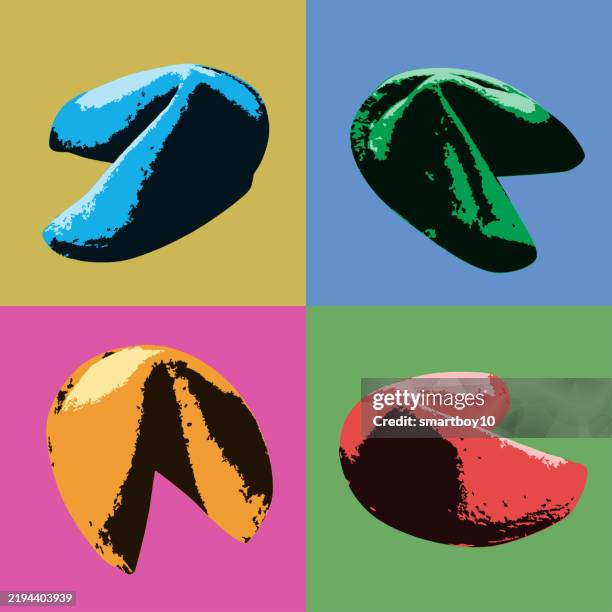 chinese fortune cookie set - fortune cookie stock illustrations