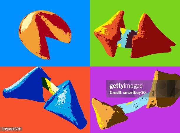 chinese fortune cookie set - fortune cookie stock illustrations