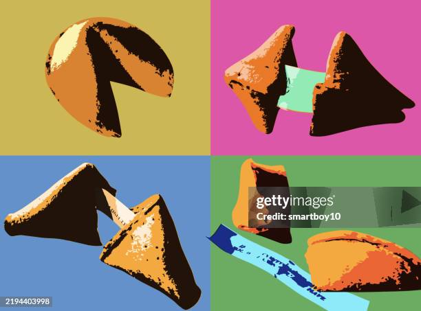 chinese fortune cookie set - fortune cookie stock illustrations