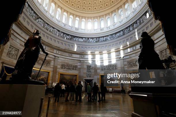 Preparations are made for President-elect Donald Trump's 2nd term inauguration in the U.S. Capitol rotunda on January 17, 2025 in Washington, DC. The...
