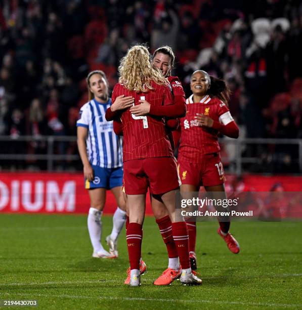 Grace Fisk of Liverpool Women celebrating after the second goal during the Barclays Women's Super League match between Liverpool FC and Brighton &...