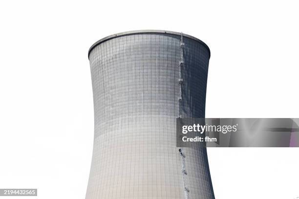 tall cooling tower of a nuclear power plant cut out - cooling tower stock pictures, royalty-free photos & images