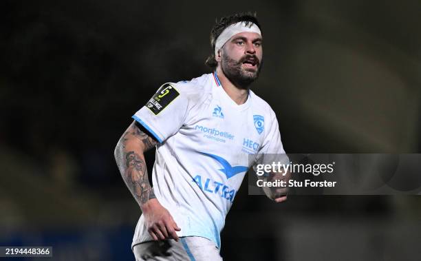 Marco Tauleigne of Montpelier in action during the EPCR Challenge Cup match between Newcastle Falcons and Montpelier Hernault Rugby at Kingston Park...