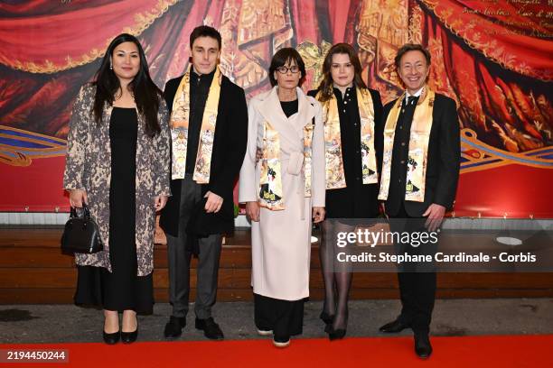 Marie Chevallier, Louis Ducruet, Princess Stephanie of Monaco, Camille Gottlieb and Stephane Bern attend the 47th International Circus Festival on...