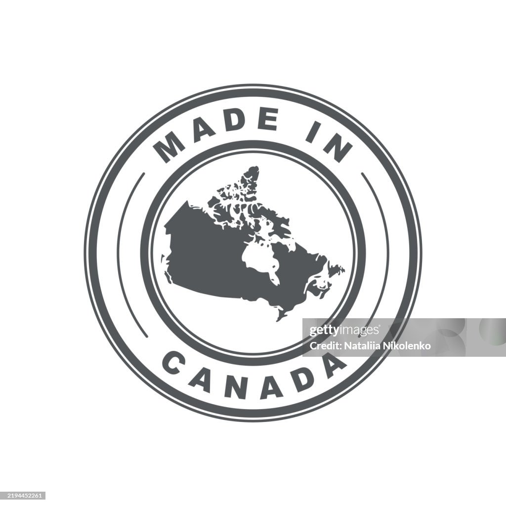Made in Canada. Emblem of the country of origin of the product. Product label. Quality mark.