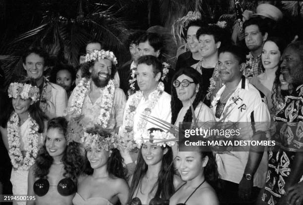 Michel Drucker on Make the party surrounded by guests including Vanda de Vasconcelos aka Lio Murray Head singer Pierre Antoine Muraccioli aka Antoine...
