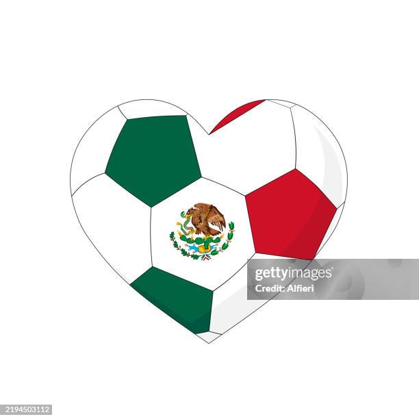 mexico football heart - mexican flag stock illustrations