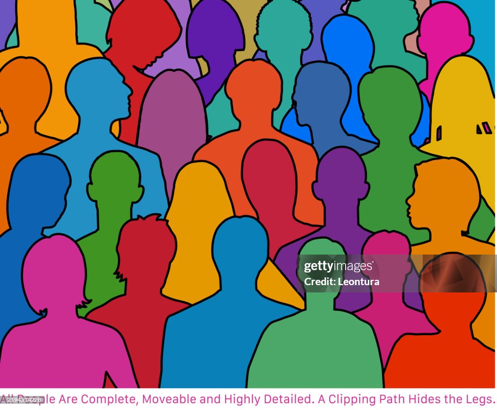 Crowd of People Silhouette (All People Are Complete, a Clipping Path Hides the Legs and Edges)