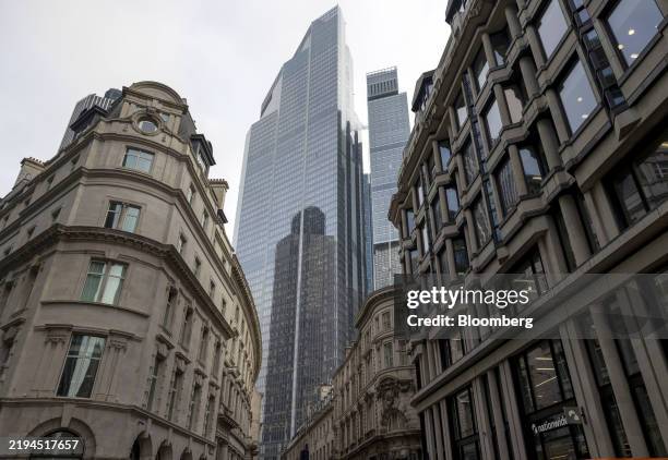 The 22 Bishopsgate office skyscraper, center, in the City of London, UK, on Tuesday, Jan. 21, 2025. The tallest skyscraper in the City of London...