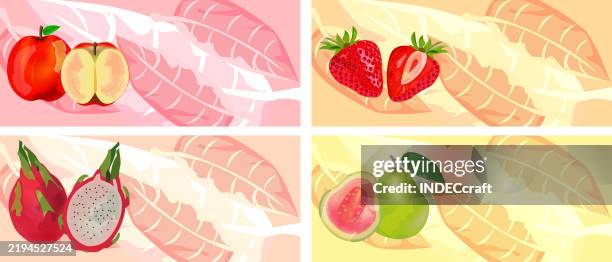fruits banner - guava vector stock illustrations