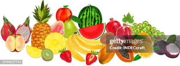 set of fruits - tropical fruit stock illustrations