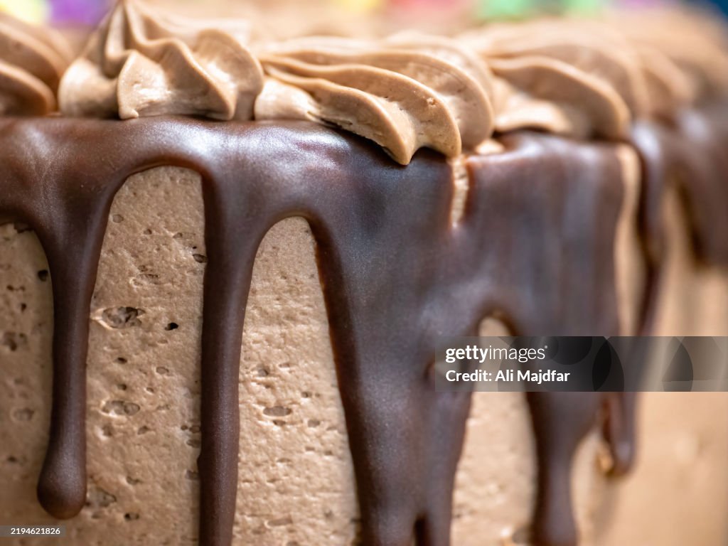 Chocolate Glaze and Cream on Cake