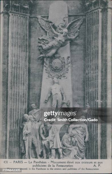 Postcard of the monument erected in the Pantheon to the orators and publicists of the Restoration, Paris, France, 1900.