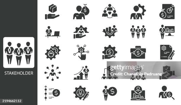 stakeholder icon set. solid icon collection. vector illustration. stock illustration icon symbol, business, communication, beneficiary stock illustrationagreement, business, business finance and industry, business strategy, businessman - stakeholders stock illustrations