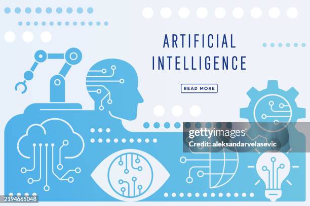 illustrazioni stock, clip art, cartoni animati e icone di tendenza di concetto di intelligenza artificiale - testa umana