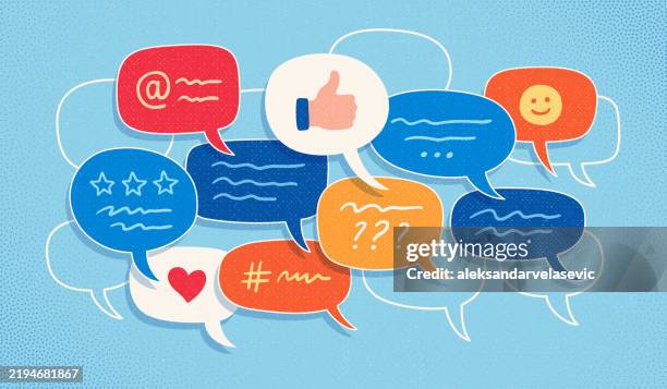 bildbanksillustrationer, clip art samt tecknat material och ikoner med speech bubbles talking chatting discussing concept - tummen upp