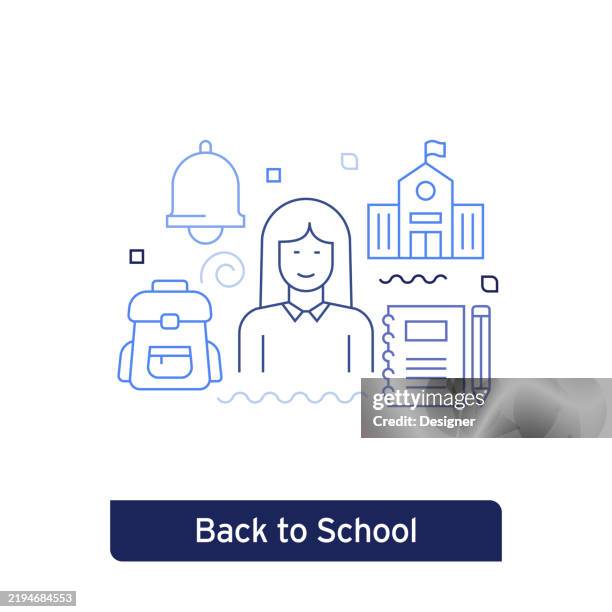 back to school concept vector illustration. editable stroke vector design. - elementary school background stock illustrations