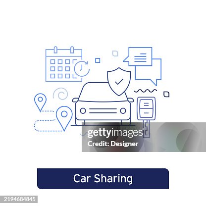 Car Sharing Concept Vector Illustration. Editable Stroke Vector Design. Car Sharing Concept Vector Illustration. Editable Stroke Vector Design.