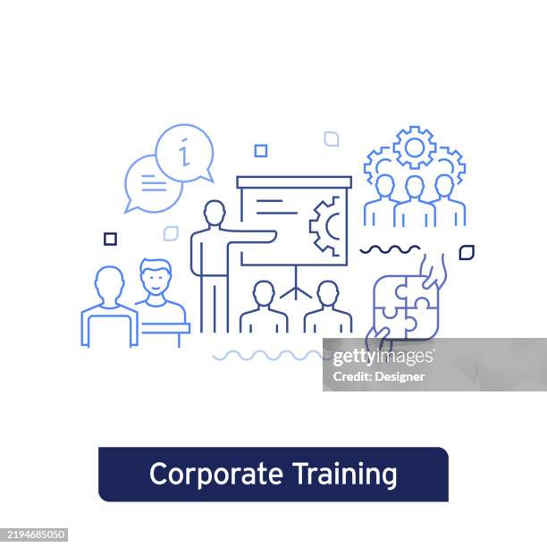 corporate training concept vector illustration. editable stroke vector design. - empty train stock illustrations