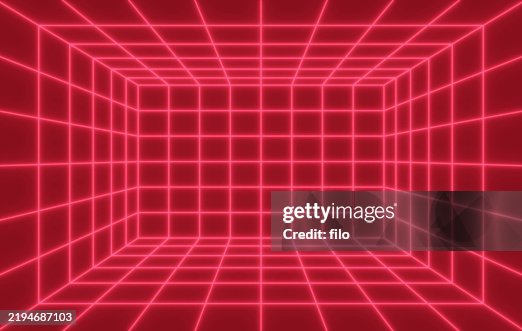 Red Depth Grid Box 3D Virtual Reality Space Background Red Depth Grid Box 3D Virtual Reality Space Background