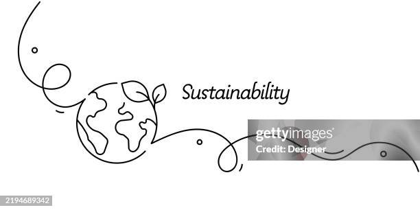 eine durchgehende strichzeichnung des nachhaltigkeitssymbols. einzeilige vektorillustration - nachhaltige entwicklung stock-grafiken, -clipart, -cartoons und -symbole