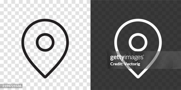 standort-pin-symbol, schwarz-weiß, transparenter hintergrund. - stecknadelsymbol stock-grafiken, -clipart, -cartoons und -symbole