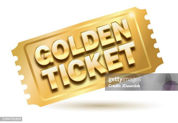 set of golden ticket stub design template - golden ticket stock illustrations