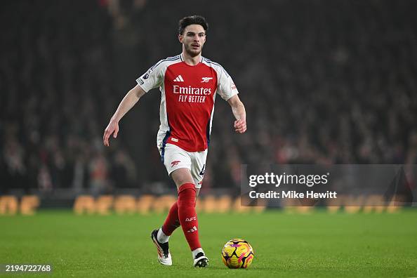 Arsenal Dillian Rice Declan Rice of Arsenal in action during the Premier League match ...