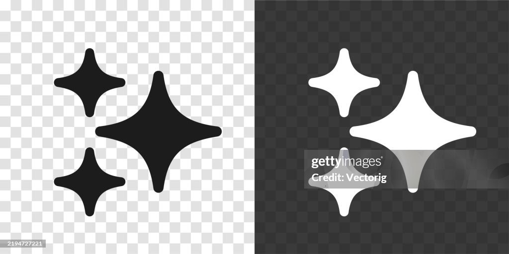 Stella e icona AI su sfondo trasparente - Versione in bianco e nero