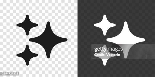 ilustrações de stock, clip art, desenhos animados e ícones de star and ai icon on transparent background – black and white version - estrela