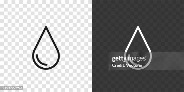 water drop icon on transparent background – black and white version - condensation stock illustrations