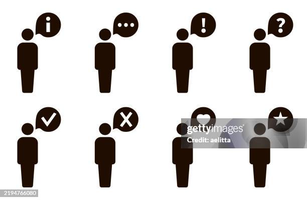 people icons with speech bubbles. - feedback-loop-infographic stock illustrations