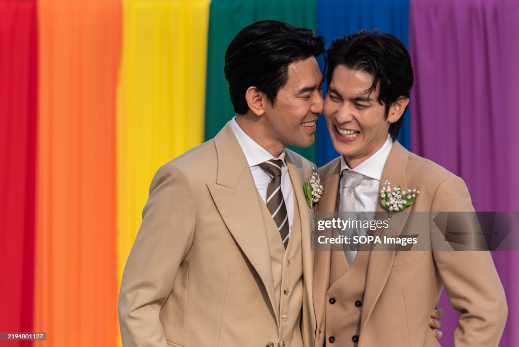 Thai LGBT couple, Thai actors, Apiwat Apiwatsayree (L) and