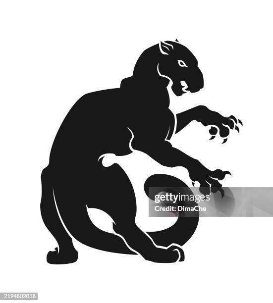 jaguar, panther, leopard, tiger silhouette - vector jaguar, panther, or leopard icon, logo, tattoo, sticker - jaguar mascot stock illustrations